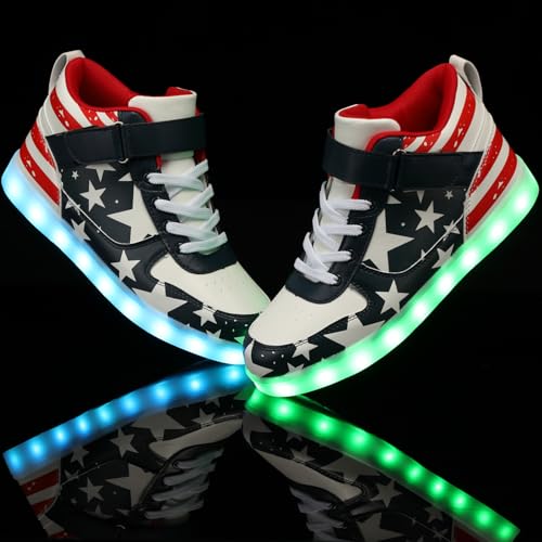 Image of SANYES LED Light Up Shoes for Men Women, USB Rechargeable High Top Glowing Sneakers, Luminous Dancing Shoes