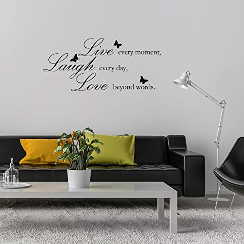 2 Pcs Live Wall Stickers For Bedroom Women Living Room Decor Love Laugh Wall Decals For Girls Bathroom Sayings Positive Quotes Stickers Vinyl Inspirational Word Decals Butterfly Wall Art For Home #TOP4