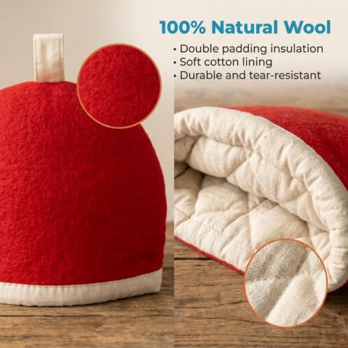 Image of Glaciart One Wool Teapot Cozy Kettle Cover | Dome Shaped Large Tea Cosy, Kettle or French Press | Handmade & Needle Felted from Natural Wool | Warms Up to 2 Hours | Great as Gift