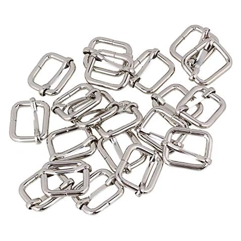 Mxfans 20 x Silver Triglides Slides Webbing Belt Buckles Handbag Bag Strap Adjuster 2cm Cover