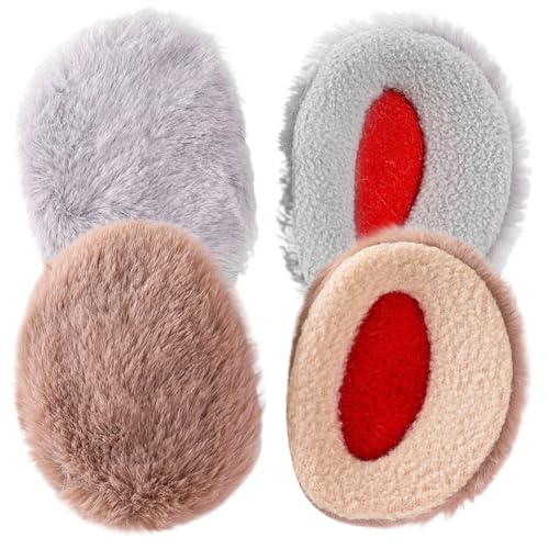 KOLZEMV 2 pares orejeras, orejeras, orejeras frio, Calentadores de Orejas, Orejeras para el invierno, Orejeras cálidas de invierno sin tirantes, Portátil Orejeras calientes, duradero, cálido y cómodo