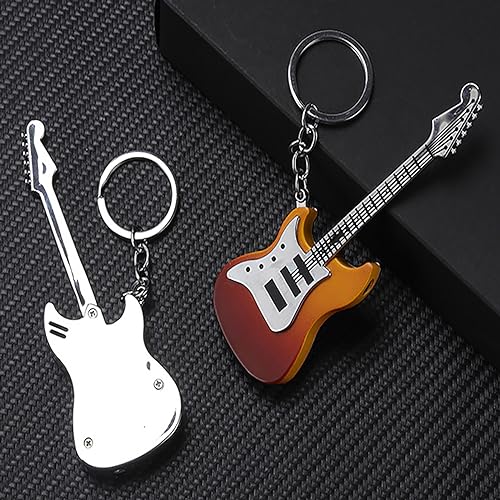 Encendedor llavero metálico vintage guitarra recargable miniatura 2