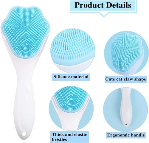 Image of 2 in 1 Body Scrubber And Scalp Massager for Hair +Soft Silicone Back Scrubber Long Handle Bath Brush + Face Scrubber Brush, Combination Combo, Super-Exfoliating & Lathering Body Scrubber, Shower Brush for Men and Women (6 IN 1 BATH BRUSH)