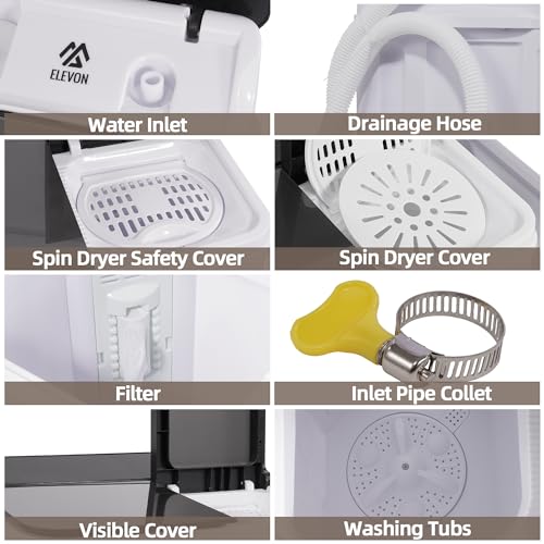 Elevon QD-EL-PWM.-1 Portable, 17.6Lbs Mini Compact Laundry thumb #2