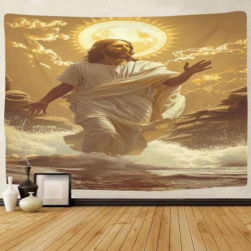 Tapisserie murale Jésus effet 3D habiller grand mur blanc
