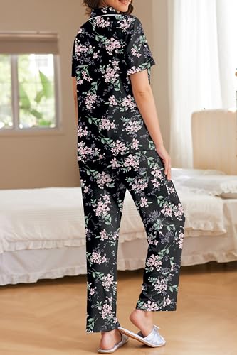 Image of Ekouaer Womens Pajamas Set Print PJs Soft Button Down Sleepwear