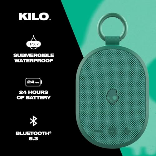 Image of Skullcandy Kilo XT Wireless Bluetooth Speaker - IPX7 Waterproof Mini Bluetooth Speaker with 24 Hour Battery, Downward Firing Passive Radiator, and True Wireless Pairing - Perfect for Outdoor (Green)