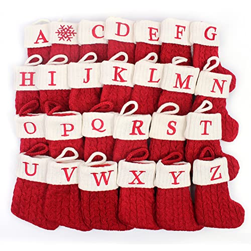 Mnhhatv Christmas Stocking With 26 Letter, Initial Embroidered Mini Cute Stockings Cotton Cord White Super Soft Plush Cuffs Decorations #TOP1