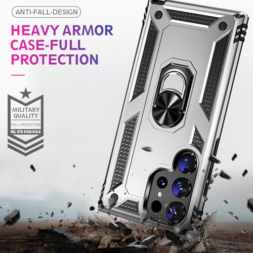 Image of for Samsung Galaxy S26 Ultra Case with Screen Protector, Heavy Duty Military Grade Shockproof Rugged Protective Cover for Samsung S26 Ultra Phone Case with Metal Ring Magnetic Kickstand (Silver)