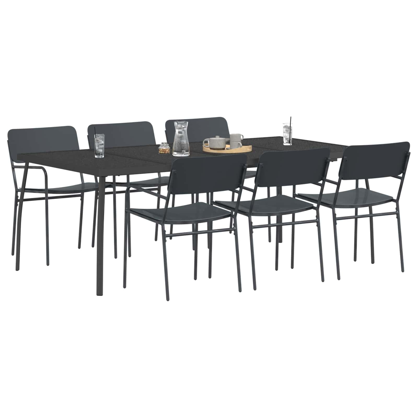 Genérico Conjunto de Comedor 7 uds. Antracita Acero,Mobiliario,Conjuntos de Muebles,200 x 100 x 72 cm-3422864