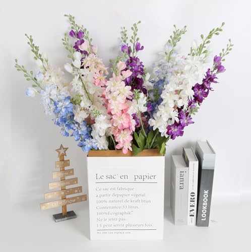 Insunsix 6Pcs Pink Artificial Flowers 33 Inch Pink Delphinium Silk Flowers Long Stem Fake Pink Flowers For Wedding Centerpieces For Home Tables Party Decor thumb #7