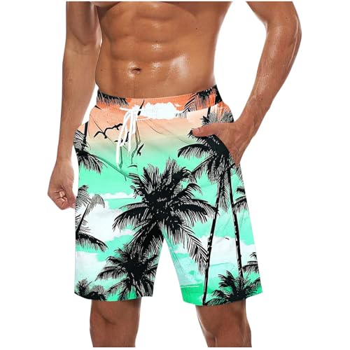 Men Swim Trunks 5 Inch Inseam Beach Surfing Board Shorts Hawaiian Summer Bathing Suit Quick Dry Swimwear