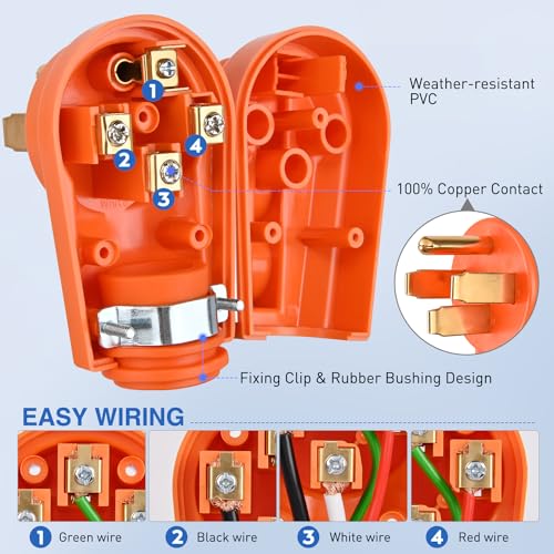 Image of Nilight 50 Amp RV Male and Female Plug Set ETL Listed
