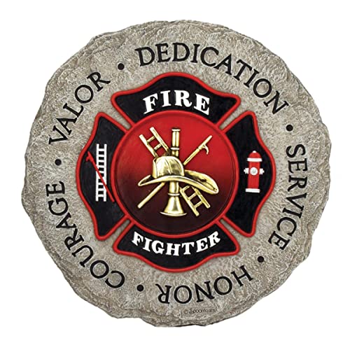 Spoontiques Firefighter Stepping Stone - Garden Décor - Decorative Stone for Patio Home...