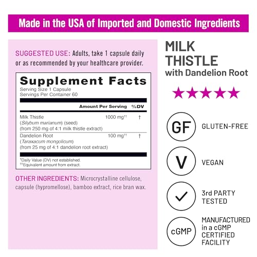 NatureWise Milk Thistle with Dandelion Root - Silymarin - Antioxidant Liver & Kidney Health Support Supplement - Vegan, Non-GMO, Gluten Free - 60 Count[60-Day Supply] - image 4