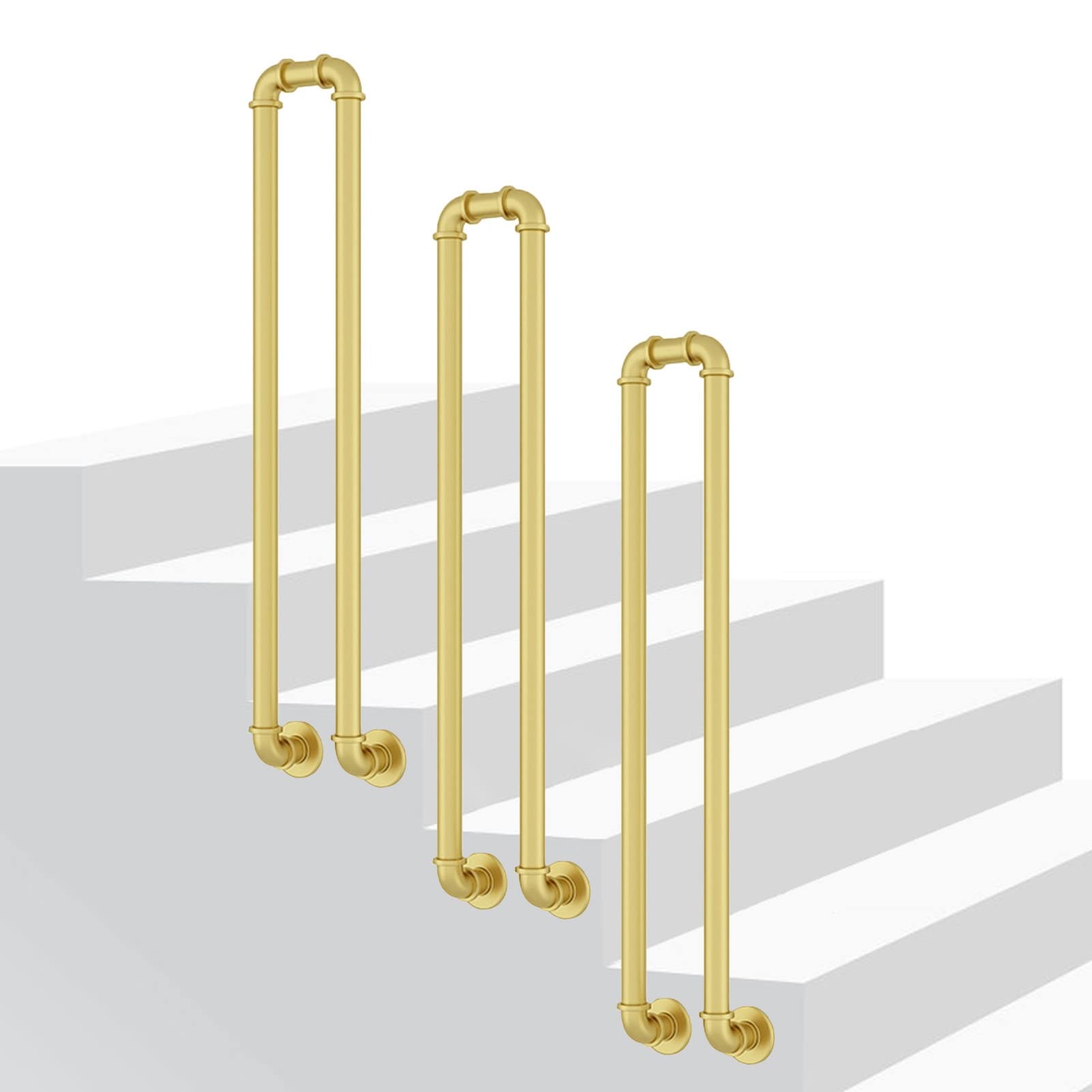 Meiiron Gold Side Mount Staircase Handrails Iron Tube Hand Rails For Outside Steps, Transitional Decking Railings With Installation Kit Stairs Indoor Terrace Corridor Garden ( Color : Size : 85Cm(33.4") )