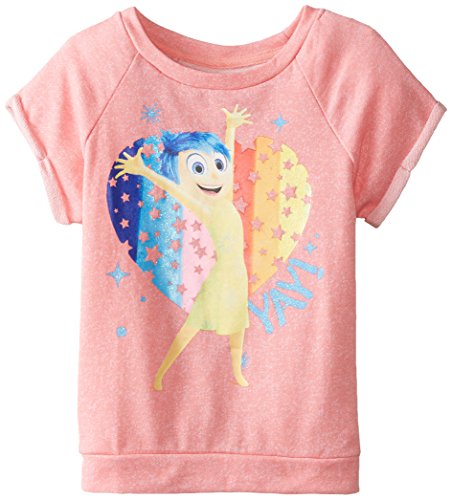Disney Big Girls' Inside Out Joy Yay French Terry Pullover, Light Coral Heather, X-Large