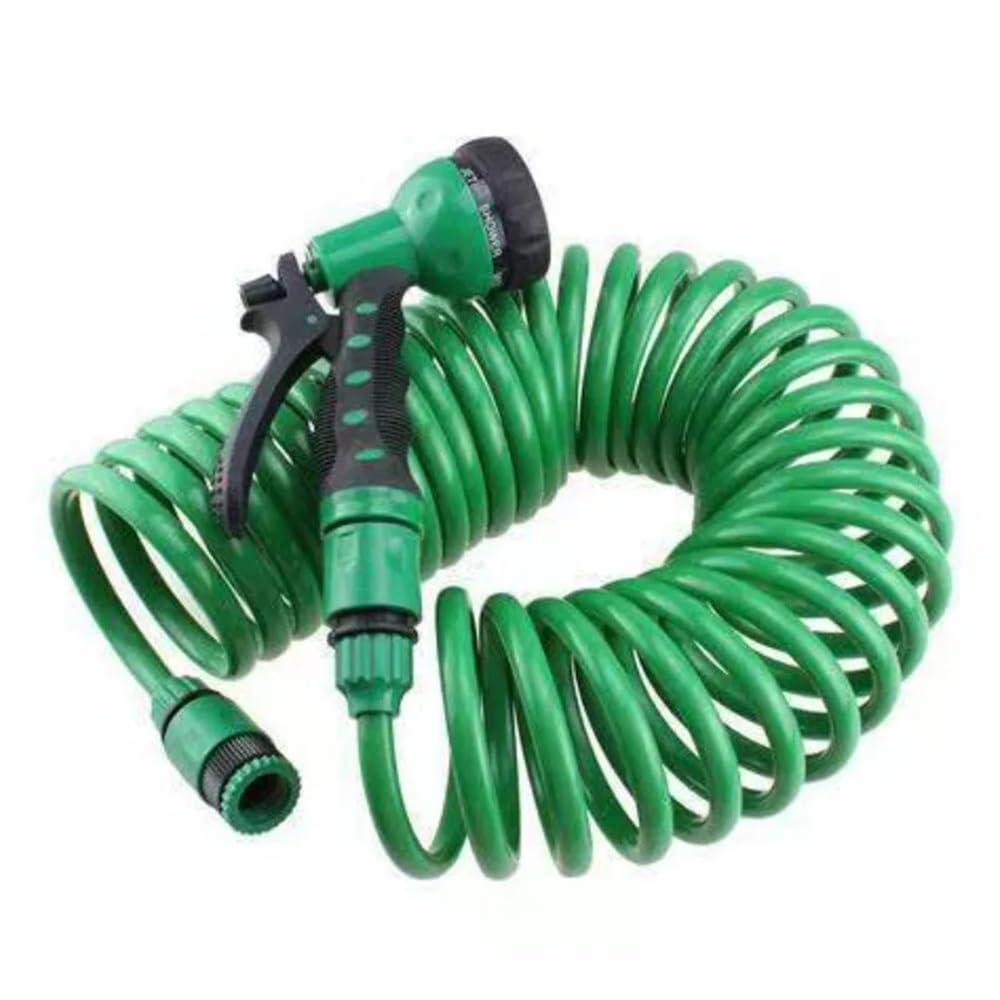 Manguera de jardín en Espiral, Manguera for Agua de jardín con Retroceso de Resorte, Conector de 3/4 "con pulverizador de 7 Funciones, Apto for baño de Mascotas y Lavado de Coches(100ft)