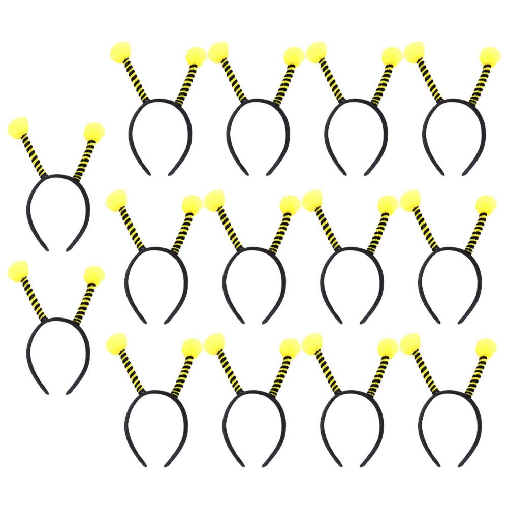Lot de 14 serre-têtes en forme d'abeille pour fête festive - Serre-tête noir pour costumes et spectacles d'enfants, jaune, 26X15CM