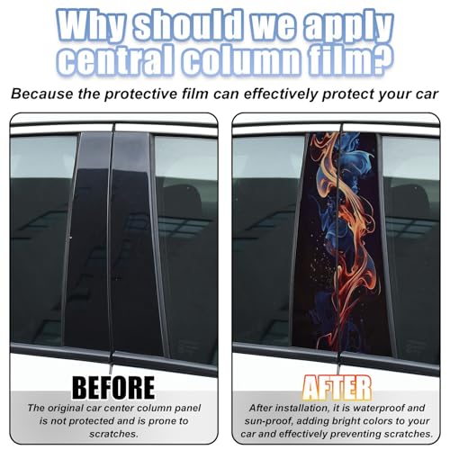 Image of JSCARLIFE Smoke Series Car B-Pillar Sticker, HD Printed PVC Waterproof Car Decals, Car Stickers Vinyl Self-Adhesive Side Strip Decal Cool Stickers (Gold)