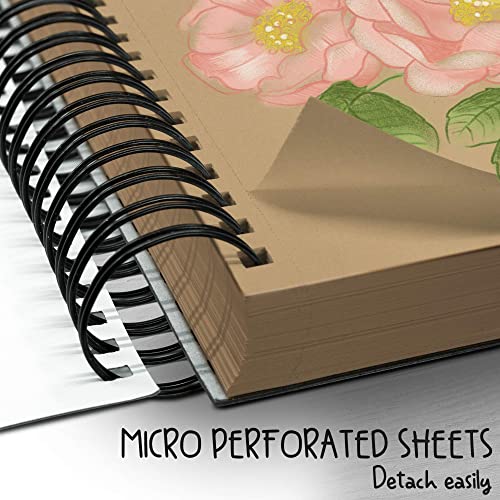 70 Sheets Premium Toned Tan Sketchbook - 9X12 Inches (107Lb/175Gsm) Spiral Bound Drawing Paper Pad For Gel Pens, Markers, Colored Pencils, Chalk, Oil Pastels, Charcoal Pencils And Graphite #TOP4