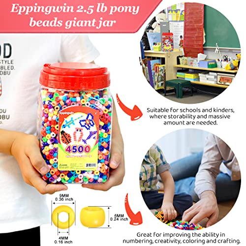 2.5 Lb Wholesale Large Pony Beads (6X9 Mm) Bucket, Easy Storage Pony Beads Bulk, Over 4500 Pony Beads For Jewelry Making, Beads For Crafts #TOP1