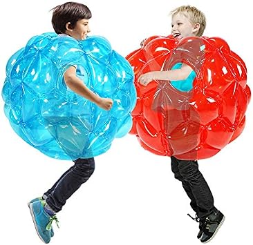 ZHUYNXIR 2 Pack Wearable Inflatable Bumper Ball for Kids, 60cm Diameter Blow Up Body Bumper Ball, Outdoor Backyard Game Toy, Inflatable Sumo Ball for Children Party Activities.24 Inch,Blue+red.