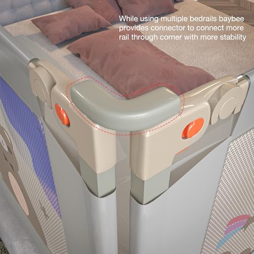 Image of BAYBEE Baby Bed Rail Guard (150x80cm), Bedrail for Baby Safety with 28 Height Adjustable, Portable Bed Side Protector for Babies Falling | Foldable Single Side Bed Railing, 2 Side, (Light Grey)