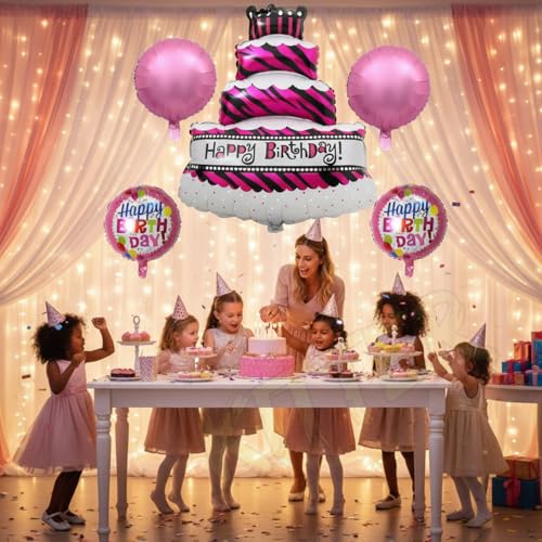 Image of KITTER Big Cake Shape Foil Balloon For Birthday | Princess Theme Cake Foil Balloons For Girls Birthday Decorations | Girls Birthday Decoration & Party Supplies (Cake Theme)