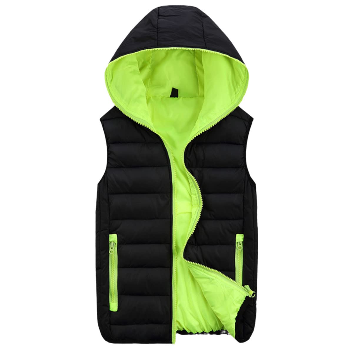Chaleco de invierno con capucha para hombre y mujer chaqueta sin mangas ligera verde talla L 3