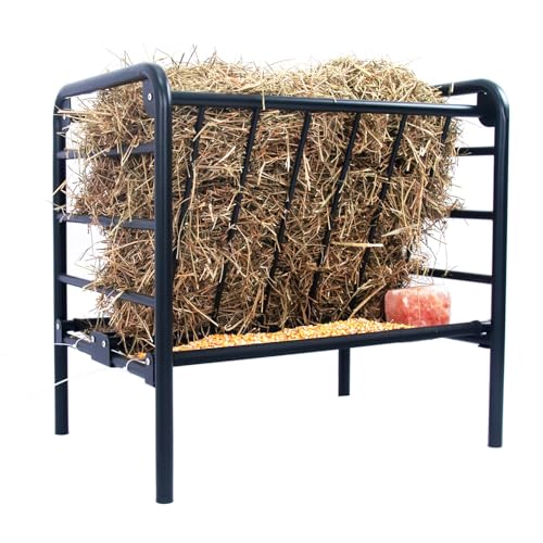 BUYYAH Mini Horse Hay Feeder Heavy Duty Livestock Feeder 35 Gallon Pasture Feeder Metal Hay Feeder for Ponies Goats and Sheep for Hay Feeding