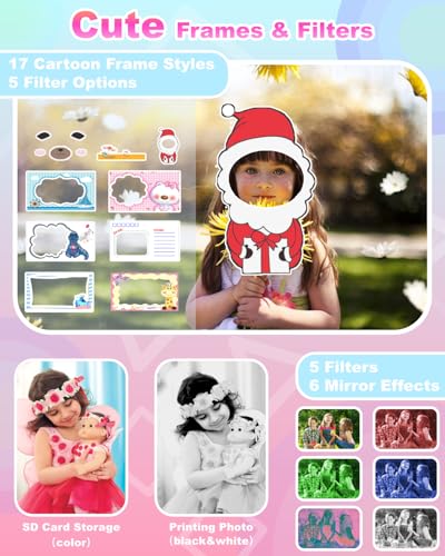 NUOTUN Sofortbildkamera Kinder, Kinder Kamera mit Fotos drucken, 2,0 Zoll HD Bildschirm, 8X Zoom, 1080P Digitalkamera mit Druckpapier & Karte, Kinderkamera Geschenk mädchen & Junge 3-12 Jahre (Blau)