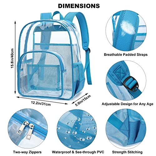 Clear Backpack School Backpack Bookbag for Girls Boys Women Men, Heavy Duty See Through Transparent Backpacks (Peacock Blue)4