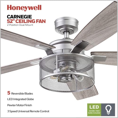 Honeywell Carnegie Ceiling Fan, Quiet Motor and Remote Control, 52", Silver - image 5
