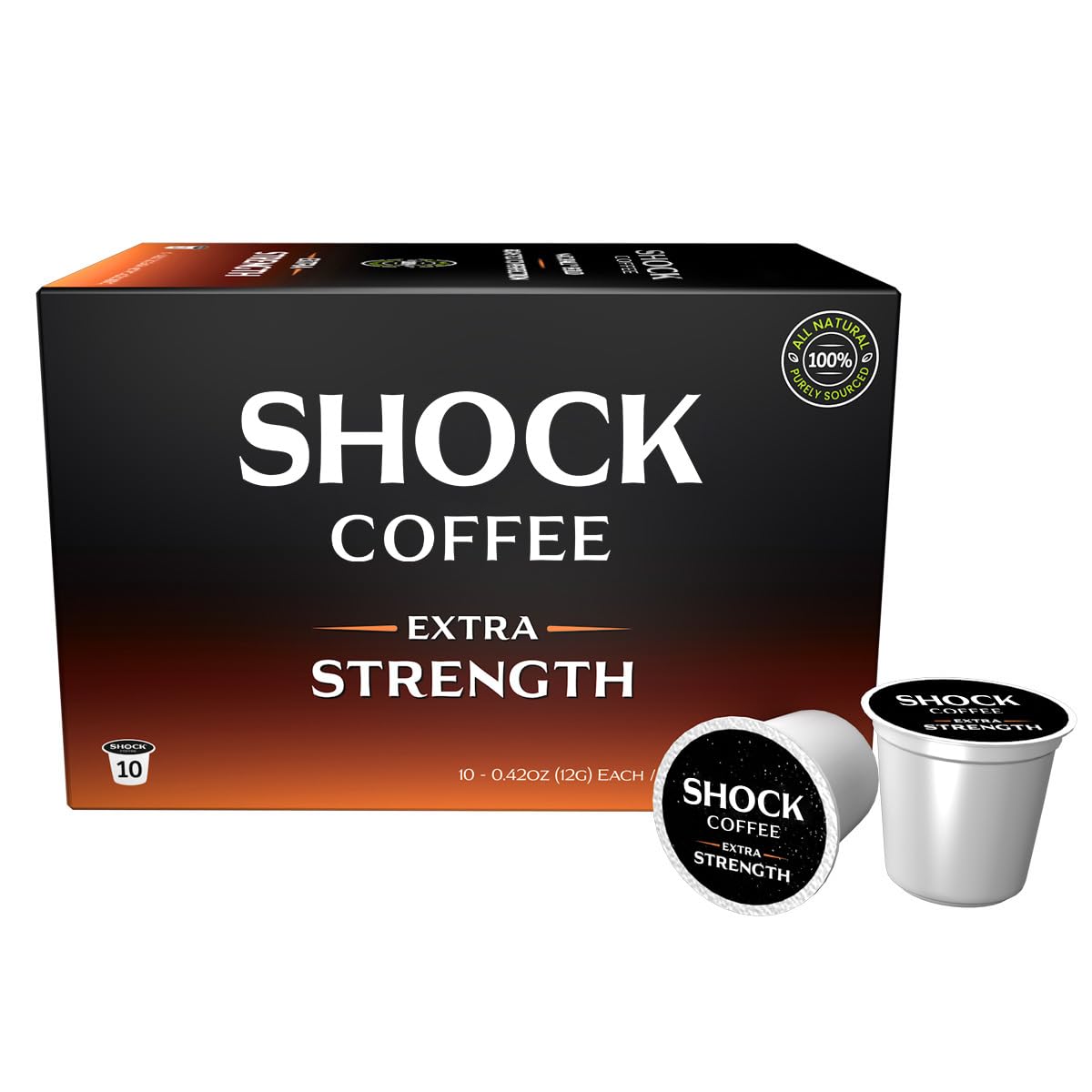 ShockCoffee Extra Strength Cups - Bold all Arabica Med-Dark Roast - Fresh Look - Richer Taste 10 count