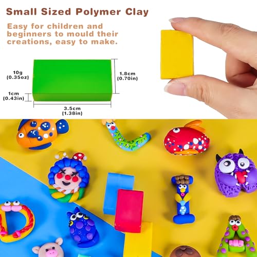 Image of CiaraQ Polymer Clay Kit, Mini Modeling Clay Set | for Kids /Beginners / Artist, 48 colors