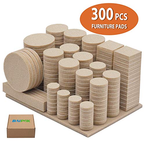 Furniture Pads 300 Pack Premium Furniture Felt Pads (Beige), Huge Quantity Self Adhesive
