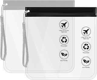 Airport Security Liquids Bags 20x20cm, Clear Travel Toiletry Bags TSA Approved Leakproof Wash Bags Travel Accessories Holi...