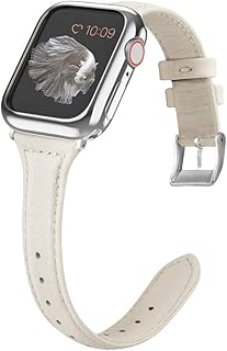 MARGE PLUS Compatible Apple Watch Band with Case 38mm 40mm Women, Slim Genuine Leather Watch Strap with Soft TPU Protective Case Replacement for iWatch Series 5 4 3 2 1, Beige - coolthings.us