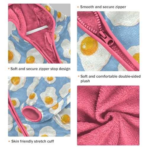 Fried Egg Toddler Fleece Jacket Baby Girls Hooded Zipper Long Sleeve Thick Warm Outerwear 3-10 Years3