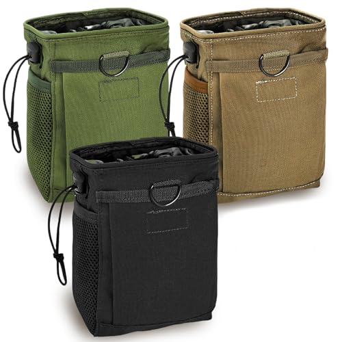 Image of Hiceeden 3 Pcs Tactical Molle Dump Pouch, Drawstring Dump Bag Magazine Ammo Pouch, Military Utility Belt Pouch for Outdoor, Camping, Traveling, Sport
