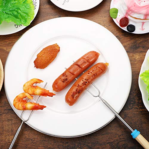 Cabilock 8 peças de palitos telescópicos de madeira Marshmallow com alça de madeira com bolsa portát