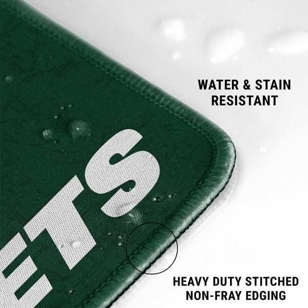 Skinit Small Gaming Mouse Pad - Officially Licensed New York Jets Distressed Design with Stitched Edges, Waterproof, Non-Slip Rubber Base, Desk Mat for Keyboard & Mouse, 12.6" x 11" inches