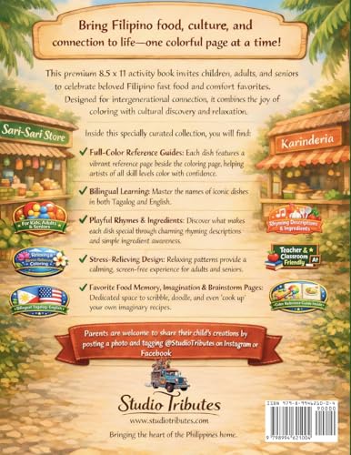 Filipino Fast Food Chain and Comfort Food Favorites: A Premium Bilingual, Stress-Relieving Activity Coloring Book for Kids, Adults, and Seniors (The Filipino Heritage Collection) image 4