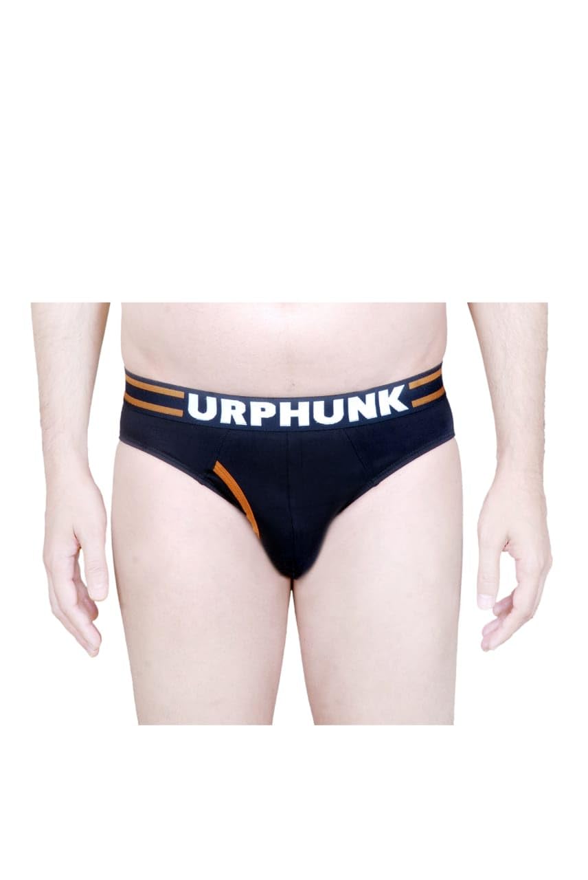 URPHUNK Mens Cotton Spandex Low Waist Briefs | Underwear for Men | Charcoal Black | 001