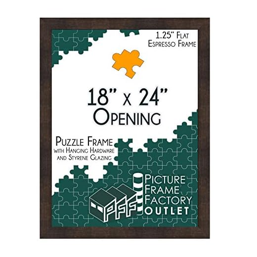 (1) -18x24-1.25" Flat Espresso Profile - Puzzle Frame - Hanging Hardware and Plexiglass Included
