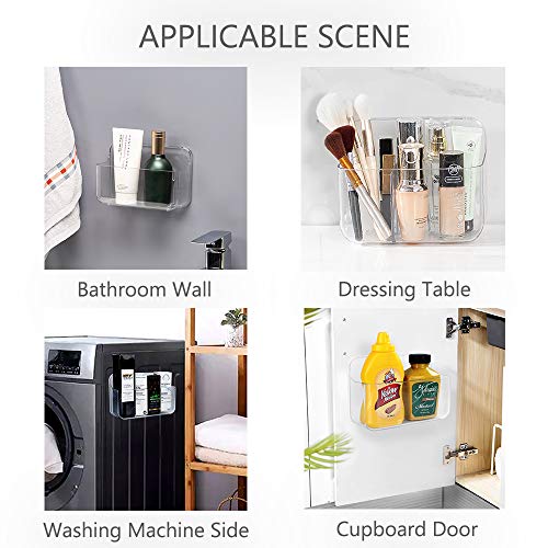 Plastic Wall Mount Organizer Rack Shelf Container Bin Storage Box Holder Basket Hanging Walls/Doors Free Punch For Kitchen, Bathroom, Cabinet, Toilet，Office, Bedroom, Craft Room - Clear (Small) #TOP3