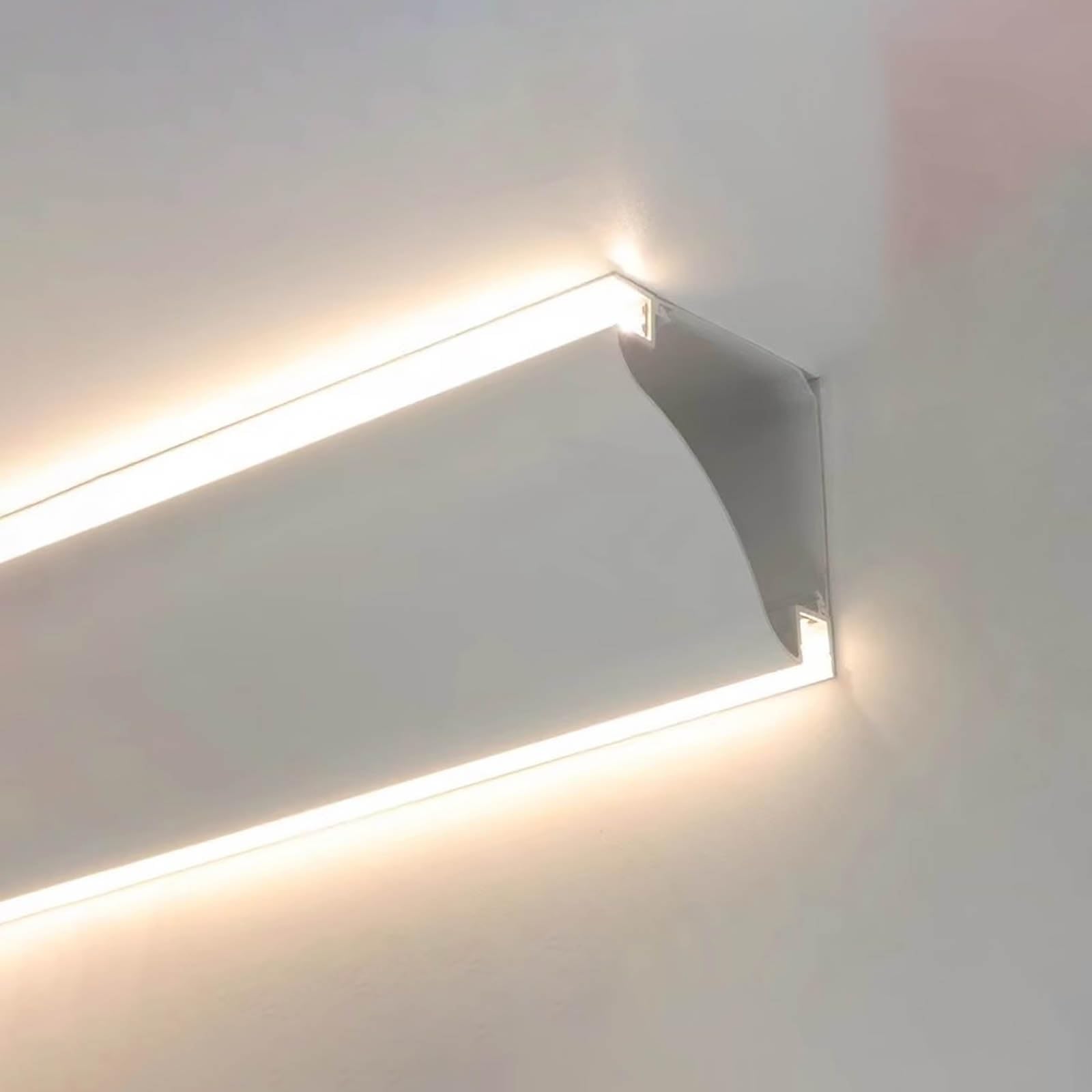 JYHHCYS 1m Led Indirect Lighting Crown Molding - Aluminum Led Crown Molding for Ceiling Wall Corner - LED Channel LED Strip Diffuser Ceiling Corner Trim Lights for Room