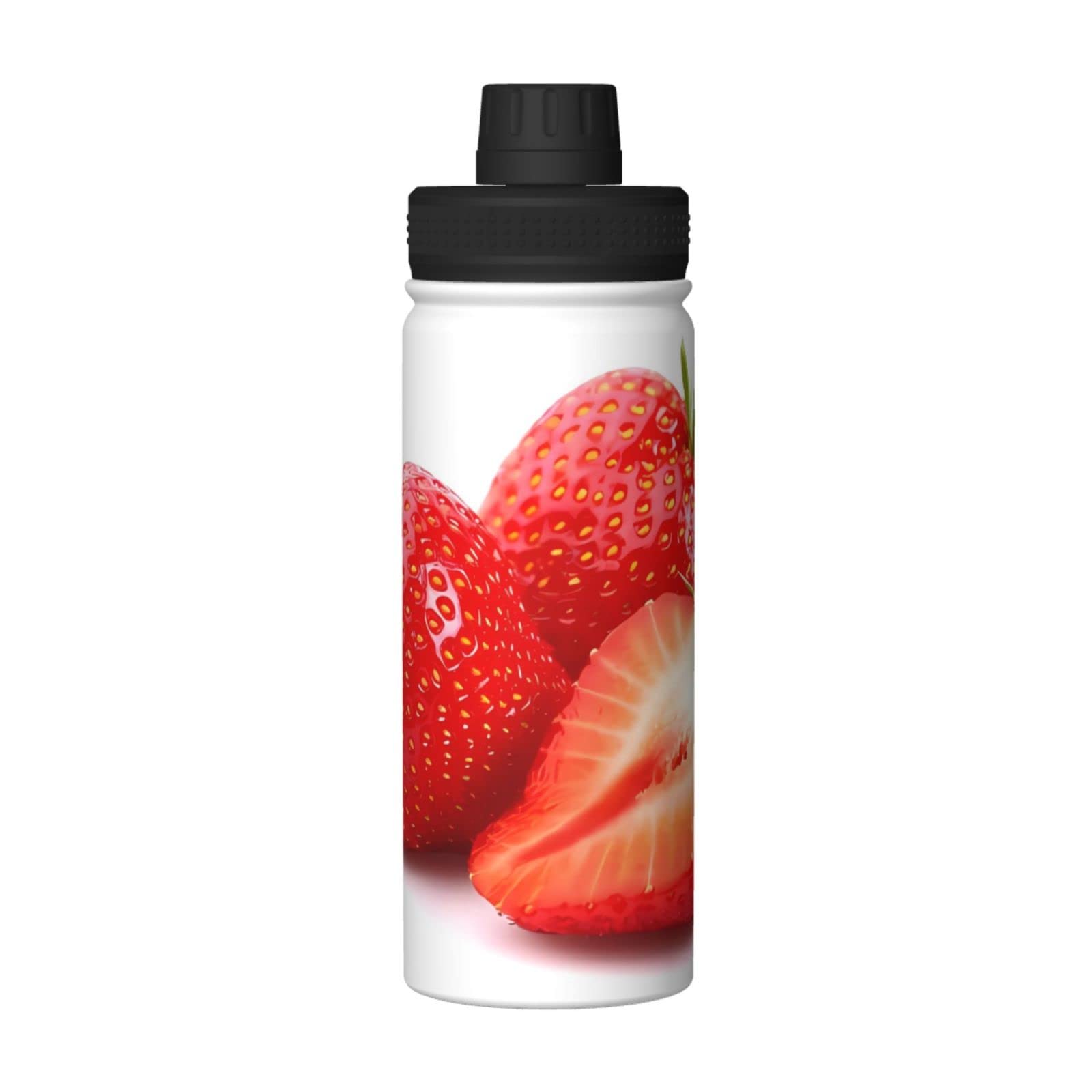 Fresh Strawberry Sport-Wasserflasche, 530 ml, isolierte Edelstahl, auslaufsichere Wasserflasche für Reisen, Fitnessstudio, Büro