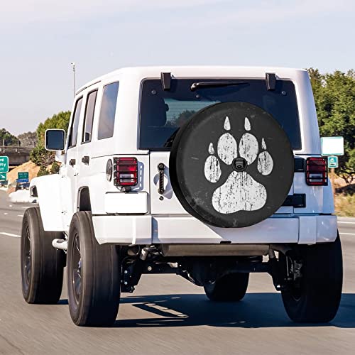 Image of Delerain Spare Tire Cover with Backup Camera Hole Dog Paw Print Wheel Covers Waterproof Dust-Proof UV Sun Universal Fit for RV Trailer RV SUV Truck (18 Inch for Diameter 32 inch-34 inch)
